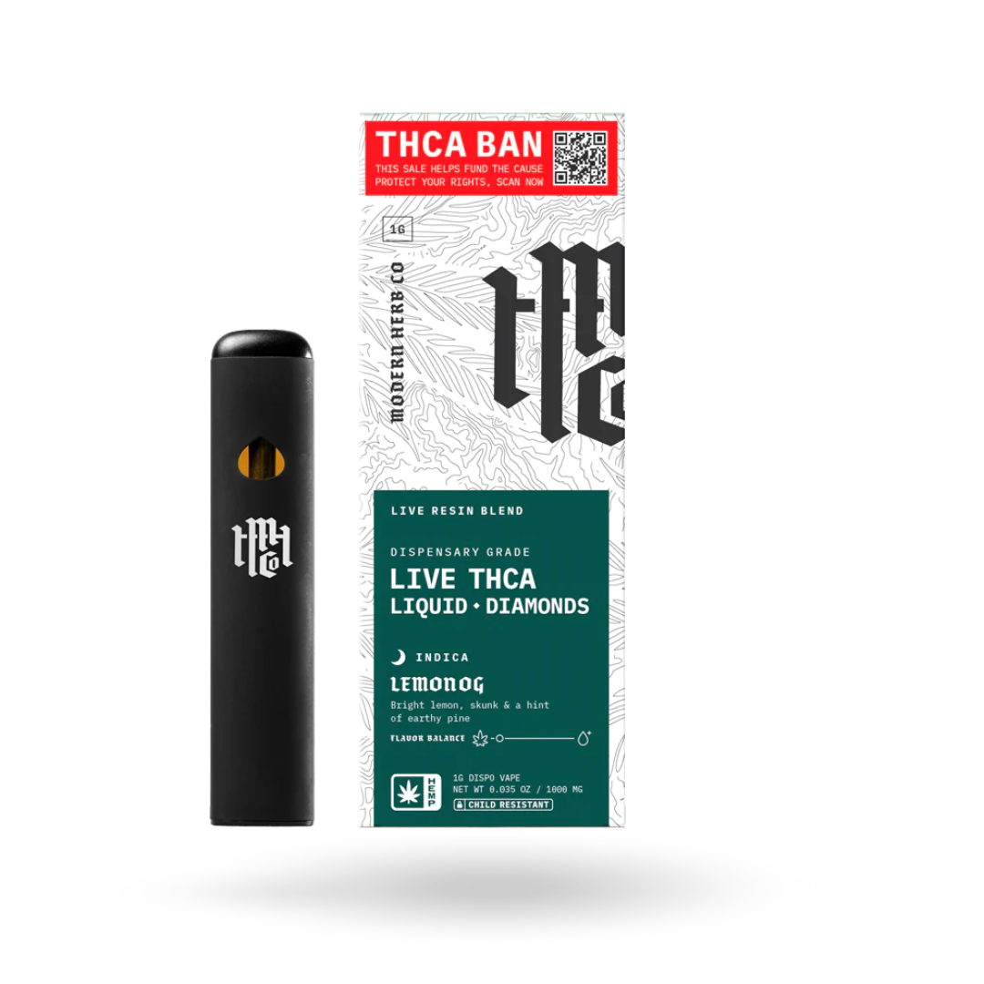 Modern Herb Co. Disposable Vape | Liquid Diamonds | 1g / Indica / Lemon OG